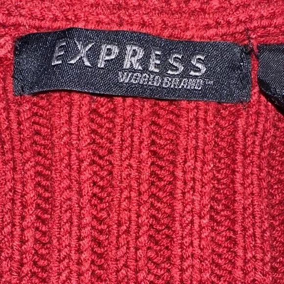 Express Women's Vibrant Red V-Neck Sweater - Picture 2 of 3